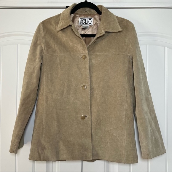 Vintage 100% Leather Tan Suede Jacket Size 4 VTG 90s - Picture 2 of 10